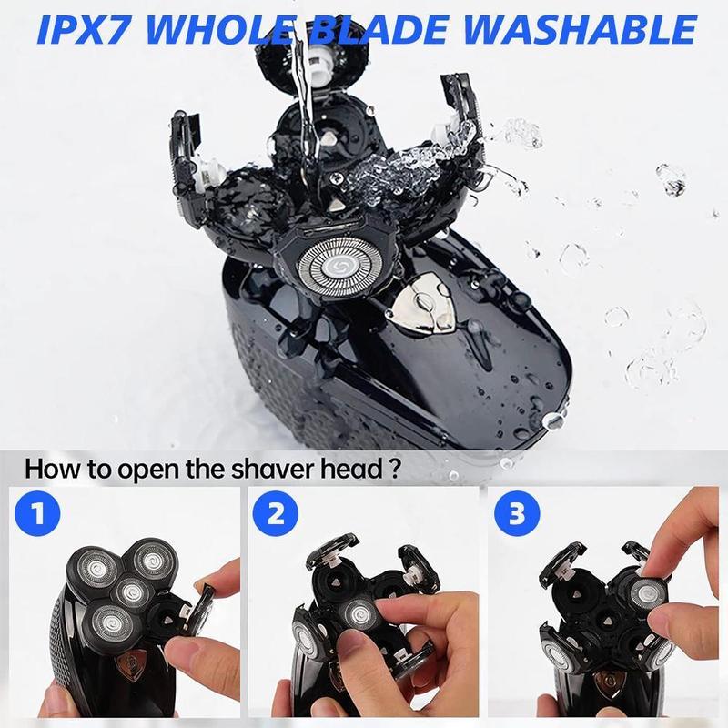 5 in1 Head Shavers for Bald Men,Rotary Electric Shaver Rechargeable Bald Head Hair Beard Trimmer Razor,5D Electric Razor