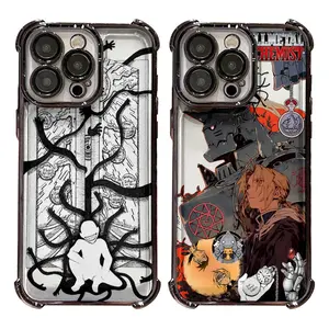 Anime Fullmetal Alchemist Black Phone Cases For iPhone 17 16 15 14 13 12 11 Promax Pro Air Plus Anti Fall Airbag Shockproof Protective Cover Gift For Christmas Halloween Birthday
