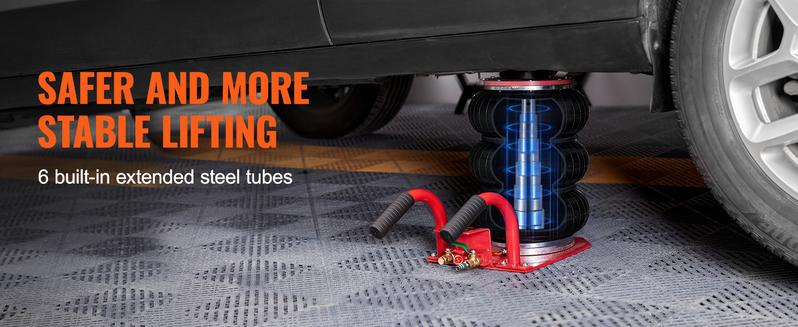 VEVOR 3 Ton/6600 lbs Triple Bag Air Jack, TikTokShopBlackFriday, Airbag Jack with Six Steel Pipes, Lift up to 17.7 inch/450 mm, 3-5 s Fast Lifting Pneumatic Jack, with Side Handles for Car, Garage, Repair