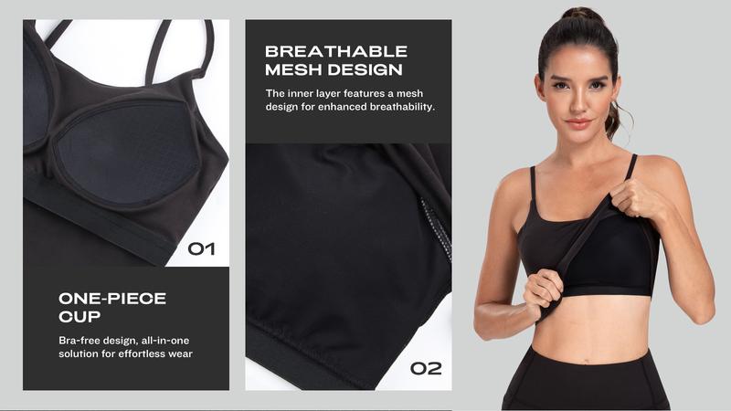 NORMOV 3-PACK Built-in Bra Tank Top Longline Sports Bra Scoop Neck U Back Workout Crop Top with One-Piece Bra Pads for Active Wear instant active charm geneva  glow corset  demujer Cropped Activewear Padded Supportive Seamless