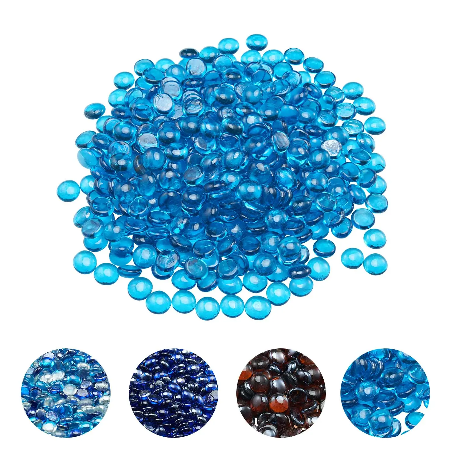 【SummerFinds】VEVOR Fire Glass, 20 lbs / 9.0 kg High-Temperature Resistant Fireplace Rocks, 3/4-Inch / 19.05 mm Reflective Firepit Glass Beads, High Luster Stone Landscaping for Fire Pit Table, Caribbean Blue