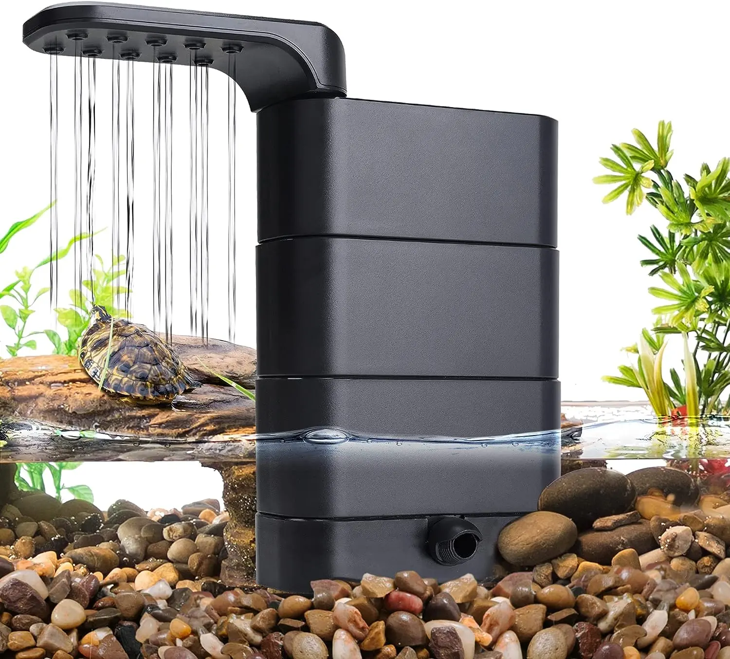 hygger 150GPH Turtle Filter with 2 Sponges & Bio Ball, 3-in-1 Water Circulation Draining Bio Filtration Amphibian Tank Filter 5 to 50 Gallon for Reptile Frog,back to school