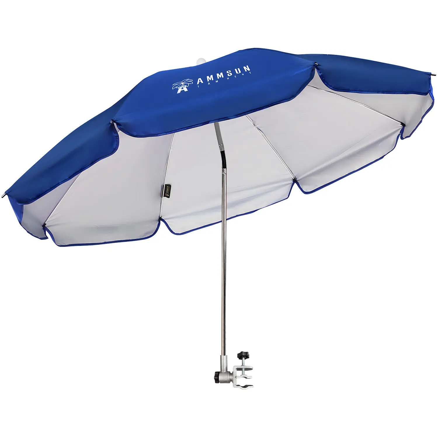 AMMSUN Beach Canopy Shade, 47" Lightweight Canopy with 360° Adjustable Tilt, UPF 50+ Oxford Fabric with Universal Clamp for Chairs, Strollers, Wagons, Portable Sunshade Shelter, Beach Umbrella, Upf50+, Easy Setup, 47" Width, 52" Curved, Carry Bag With Sho