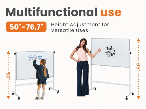 Sweetcrispy Double-Sided Magnetic Whiteboard - Silver Aluminum Frame, Height-Adjustable Stand, Dry Erase Markers - Home & Office Presentation Supplies, Dry Erase Boards, Office Accessories