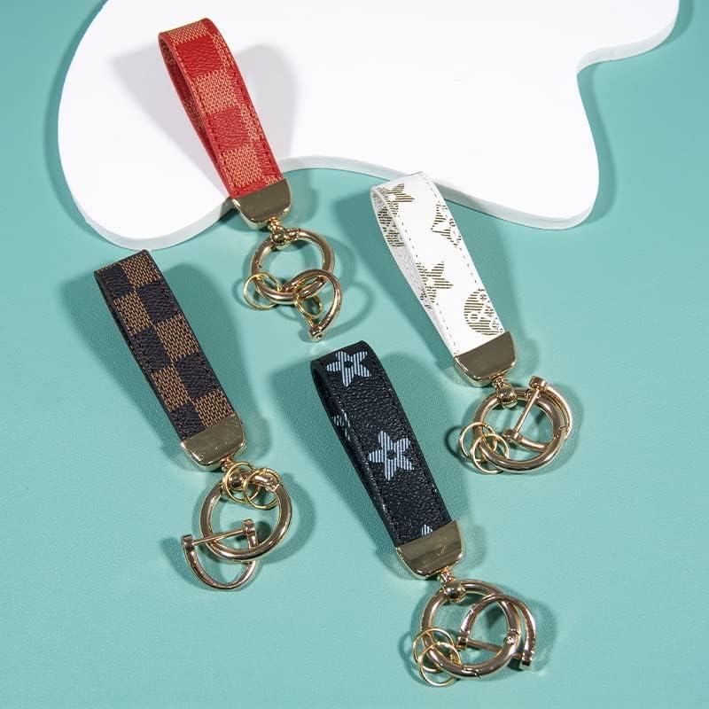 Leather Print Keychain ，Universal Keychain Leather Keychain， Car Keychain Car Metal Horseshoe Shape Keychain