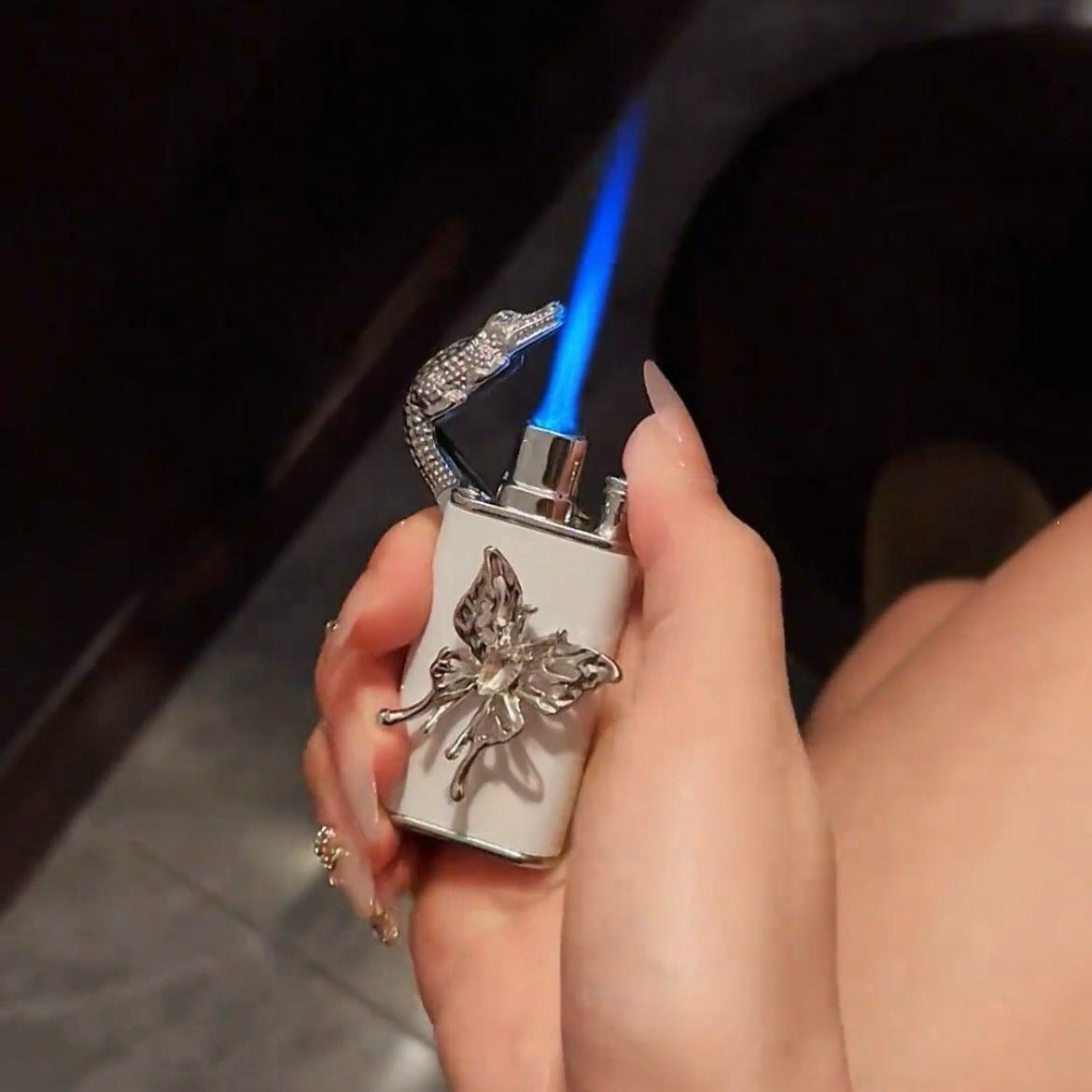 Handmade Butterfly Windproof Lighter - Refillable Torch Jet Type, & Stylish Design（No Gas）