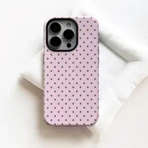 Pink & Brown Polka Dot Phone Case, Cute Trendy Aesthetic for iPhone 17, 16, 15, 14, 13, 12, 11