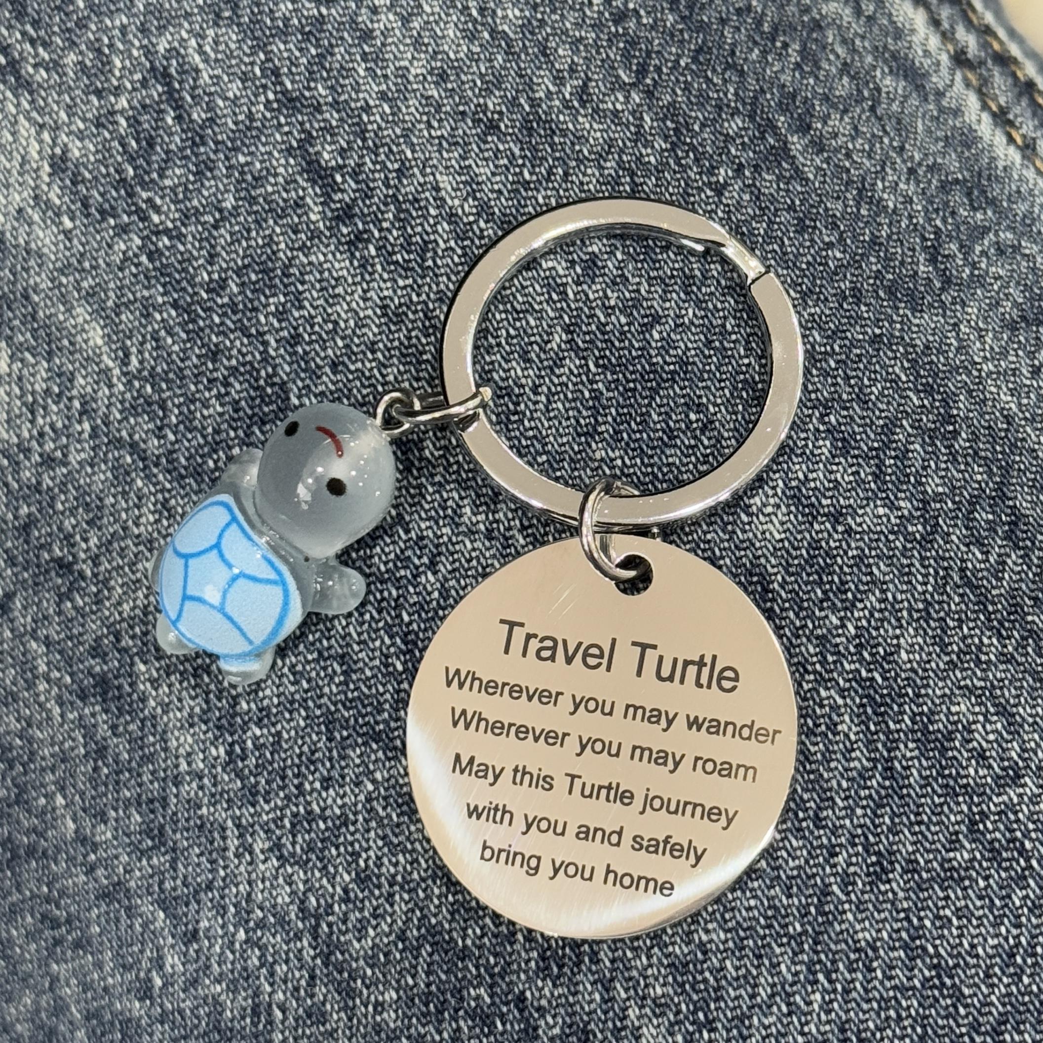 Glow-in-the-Dark Travel Turtle Keychain Wherever You May Wander Good Luck keychain for Family Friends Couple