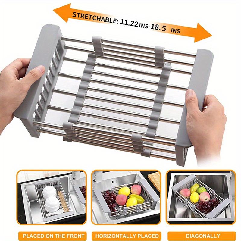 Drain Rack, Telescopic Draning Basket, Kitchen Basket, Home Dish Rack, Retractable Sink Shelf, Suitable For Rectangular Sink