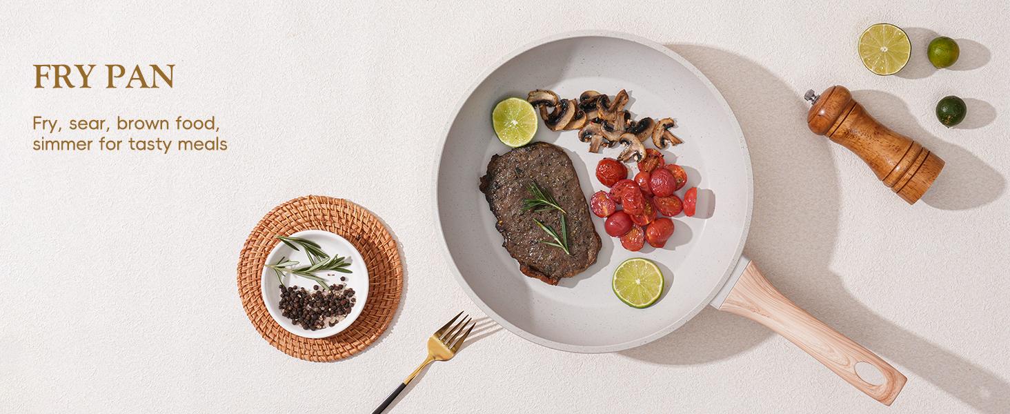 [NEW] SODAY 12 POTS and Pans Set B,NonStick Granite Cookware Set ,Non-toxic Healthy Nonstick Kitchen Cooking Set with Frying Pans, Saucepans,Glass lid,Kitchenware,stock up on specials,Valentines Day gifts