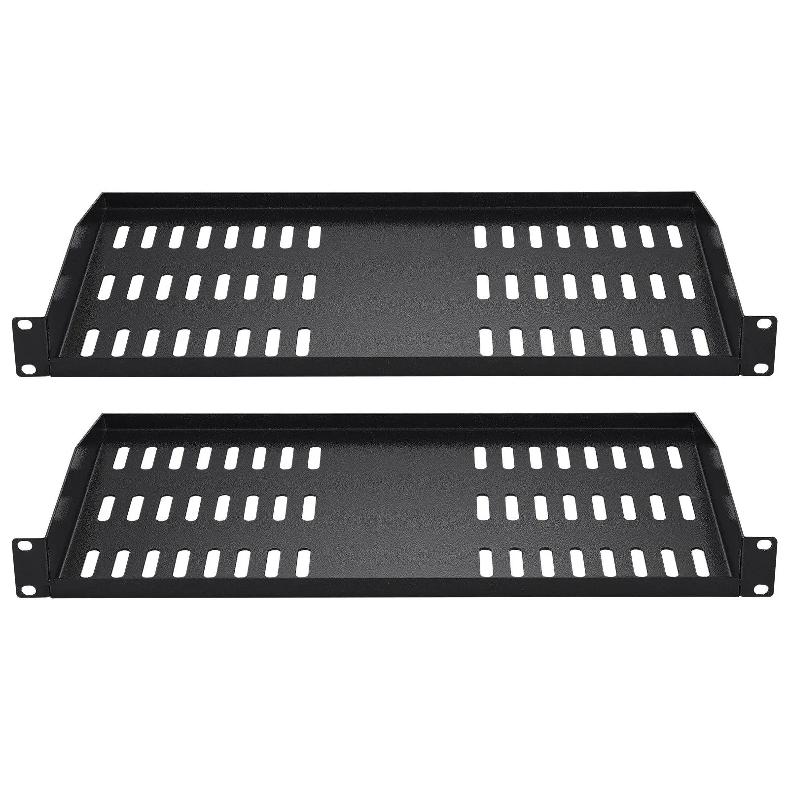 2PCS 1U Server Rack Shelf, 10"/254 mm Depth, 50 lbs Max Load Capacity Vented Cantilever or Wall Mount Rack Mount Shelf with Tray, Good Air Circulation for 19" Network Cabinet or Equipment Rack