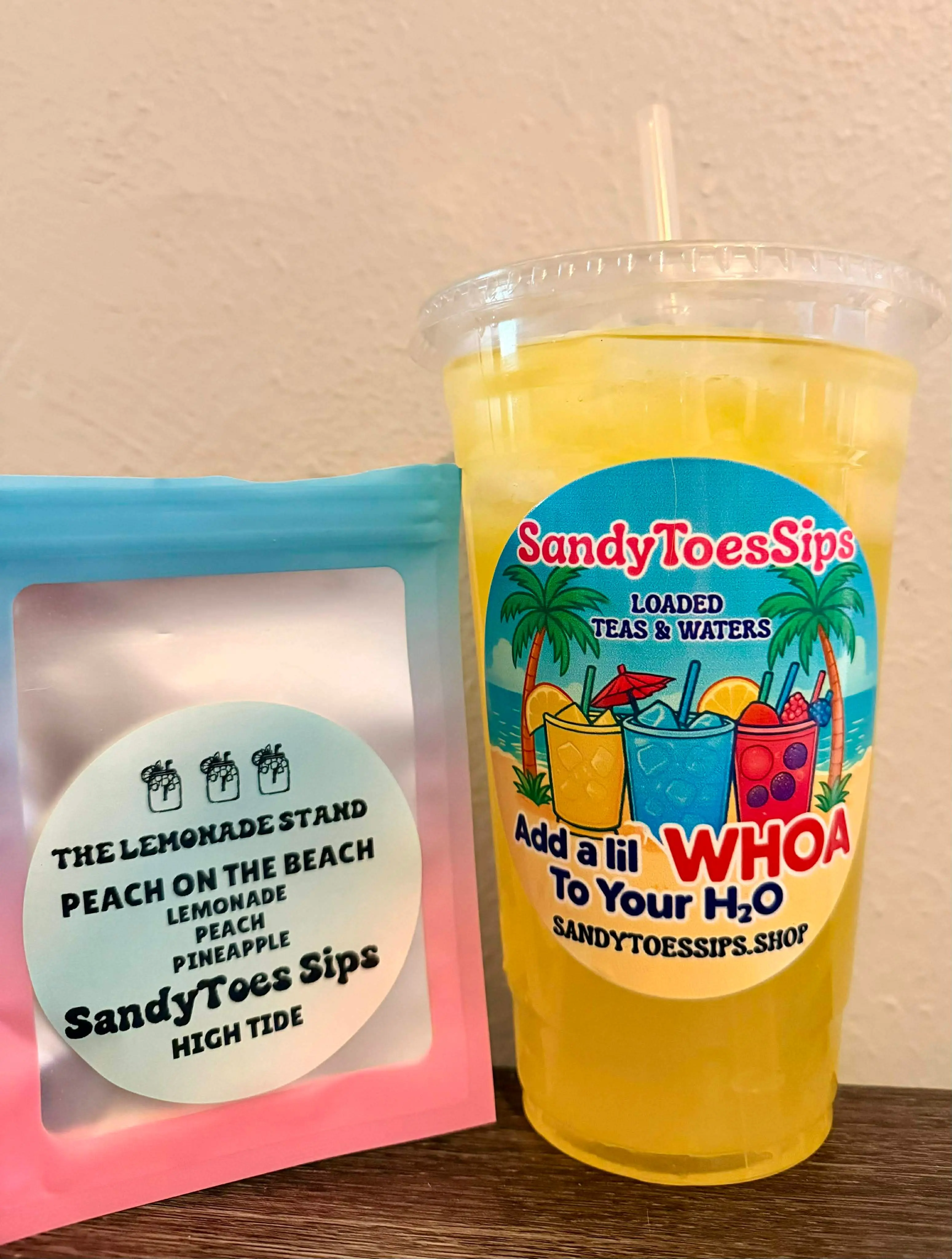 SandyToes Sips PEACH ON THE BEACH Vitamin Beverage Flavor Packet - 0 Sugar Flavoring Powder, Gluten-Free Hydration Powder, Flavor Packet Flavoring Powder
