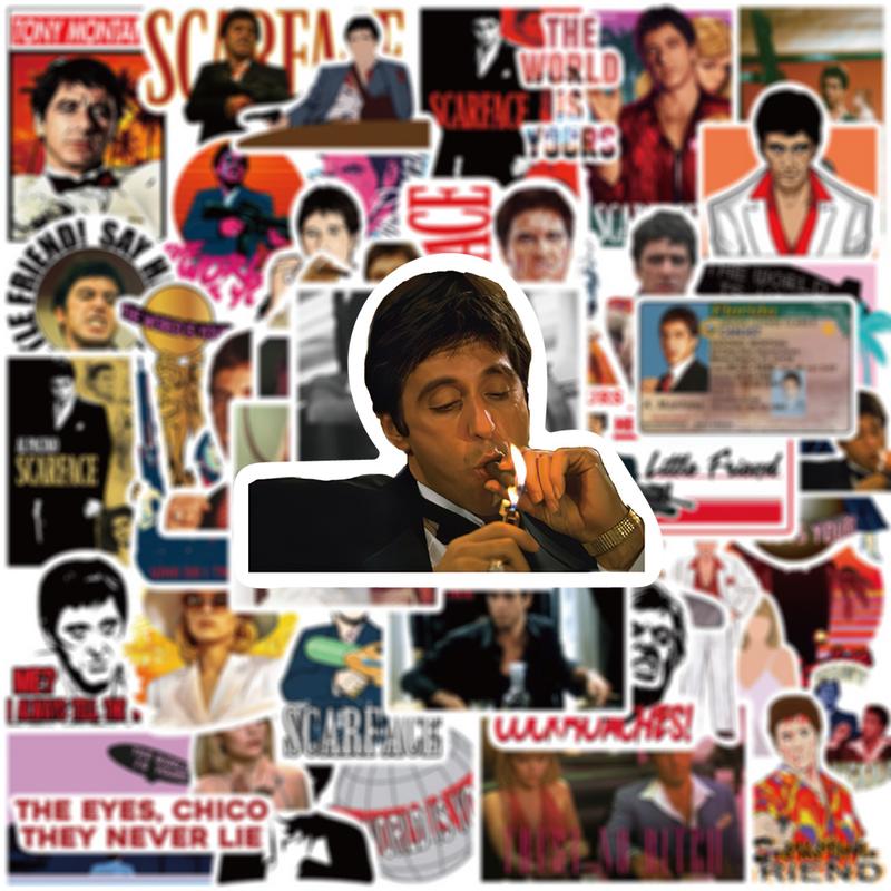 10/30/50pcs Movie Scarface Stickers Cool Graffiti Laptop Motorcycle Car Waterproof Cartoon Decals Toys Vinyl Sticker Wholesale