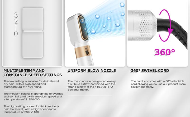 5-in-1 Curling Iron Set, Curling Wand with 1 straightening brush 1 hair dryer and Interchangeable 3 Curling Irons, Dual Voltage Hair Waver