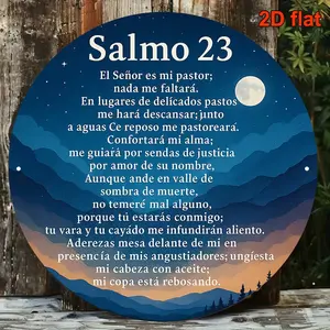 8Inch/12Inch Salmo 23 Psalm 23 Spanish Bible Verse Metal Sign, Vintage Blue Gold Religious Aluminum Wall Decor, Christian Scripture Art for Home Church Prayer Room