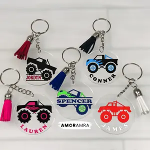 Personalized Monster Truck Keychain, Big Wheel Truck Keychain, Monster Truck Party Favors, Monster Truck for Girls