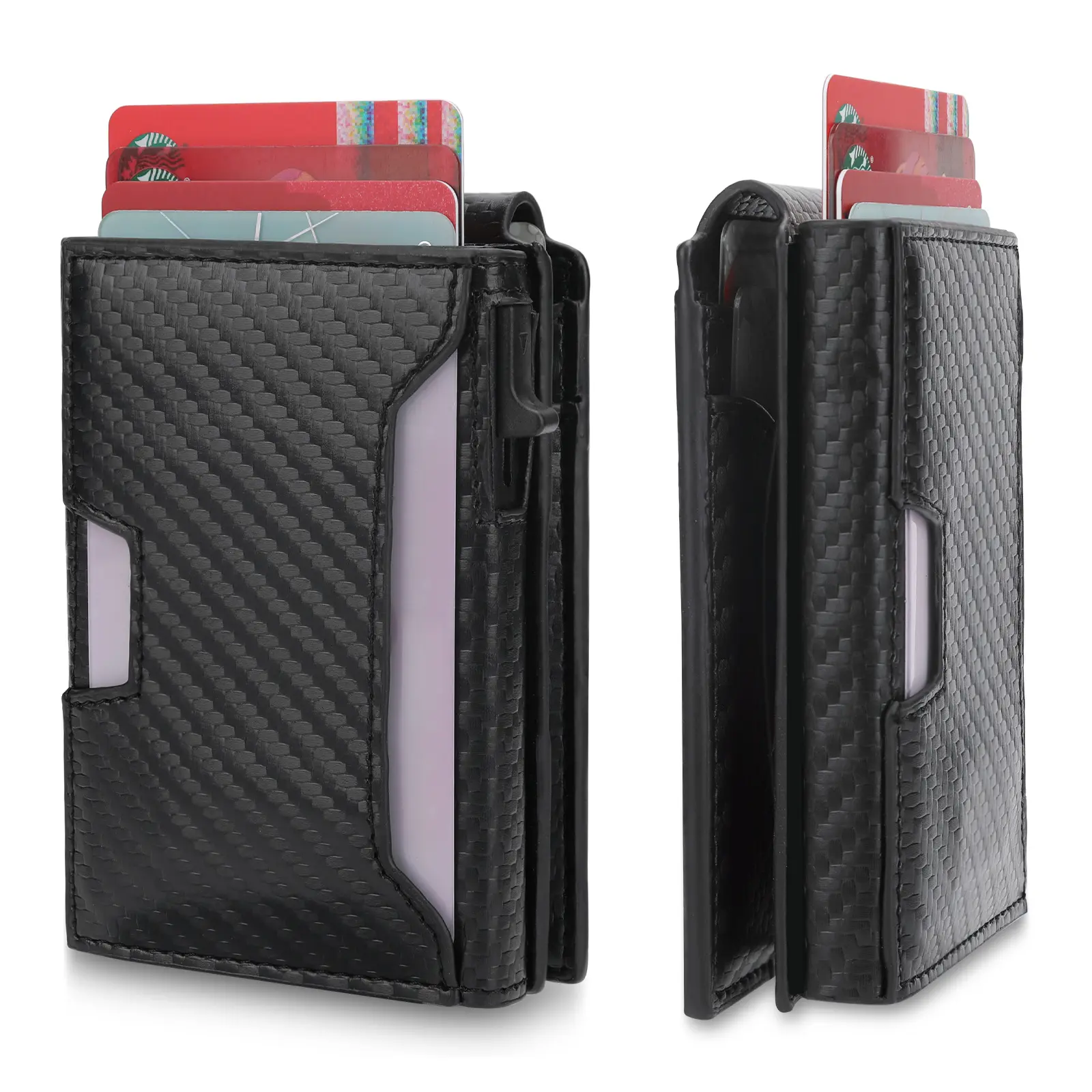 Slim RFID Card Wallet, Men’s Aluminum Pop‑Up Slim Wallet, Holds 4‑6 Cards, Built‑in Keyring, ID Window, RFID Blocking, Ultra‑Portable for Daily Carry