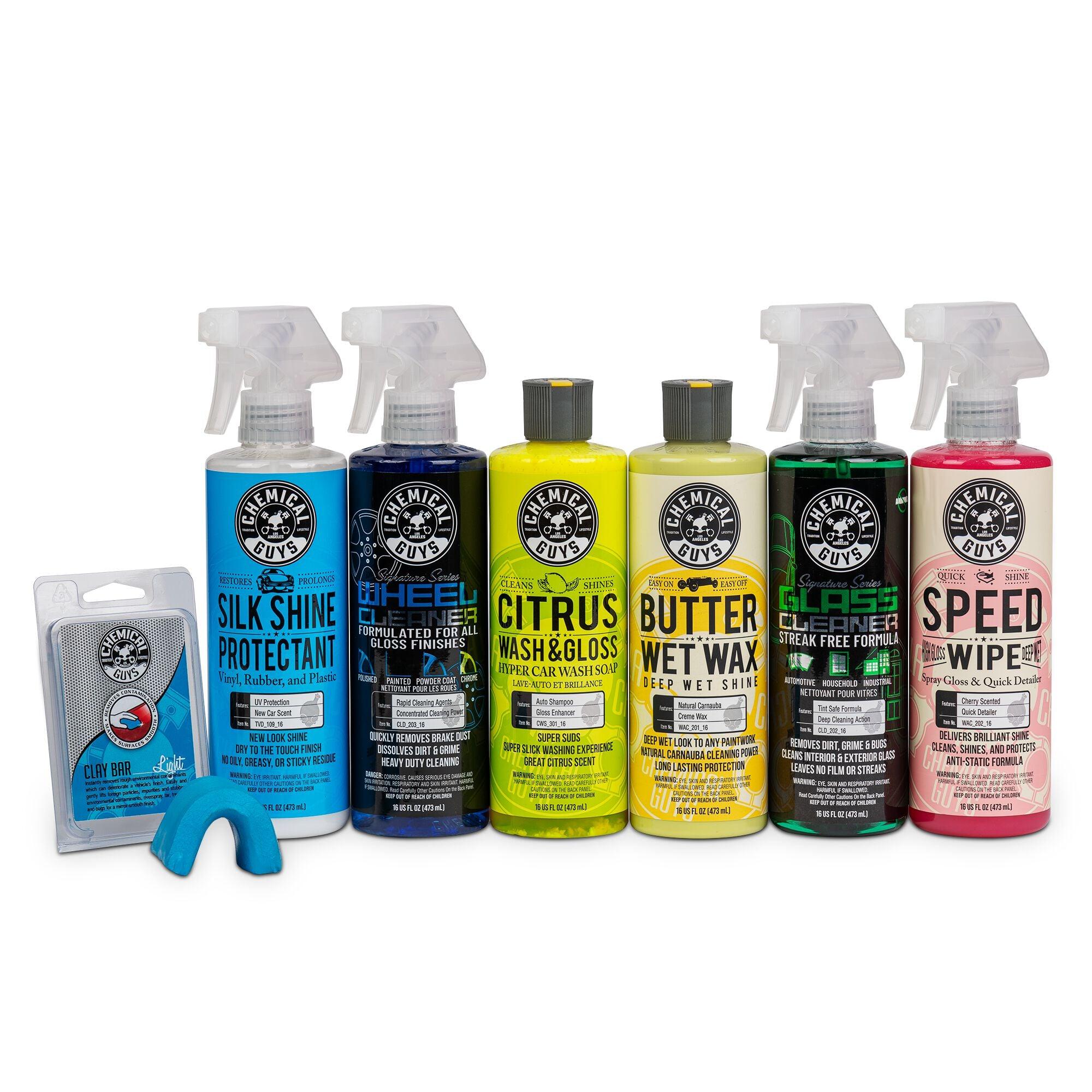 CHEMICAL GUYS Car Care Deluxe Kit - Complete Detailing Bundle with Wash, Wax, Tire Shine, Tools, Car Cleaning Supplies for Full Exterior Clean, Starter Set
