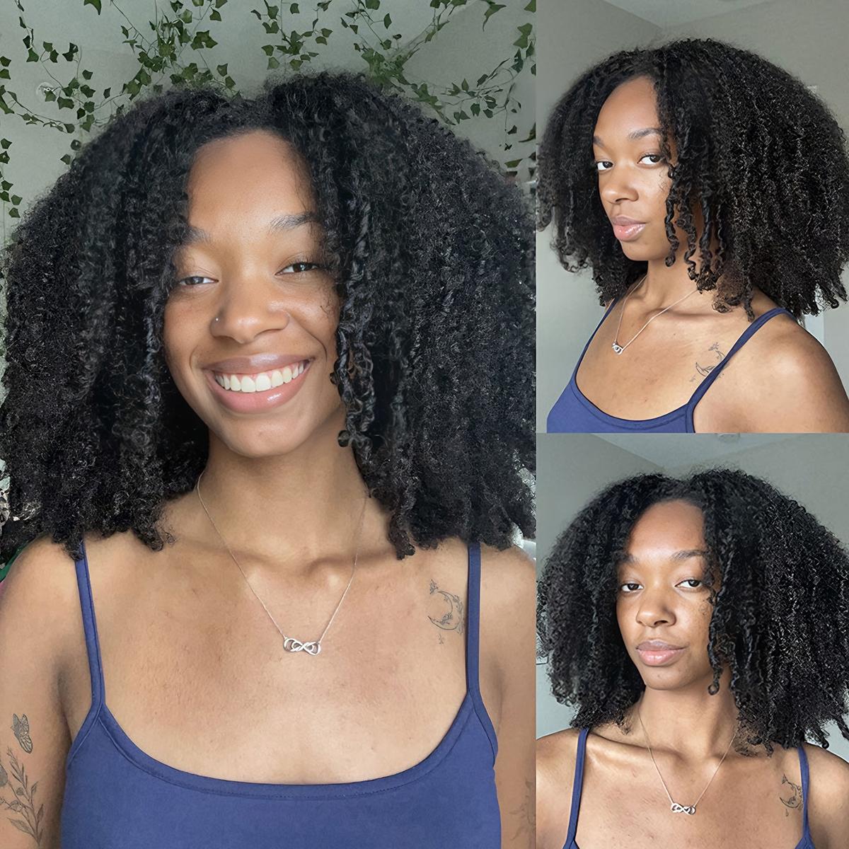 【New Arrival】Afro Kinky Curly Half Wig Flip Over Wear Go Glueless Wig Salon Quality 200 Density 100% Human Hair Drawstring Wig for Beginners #TikTokShopBackToSchool Hair Clip Set