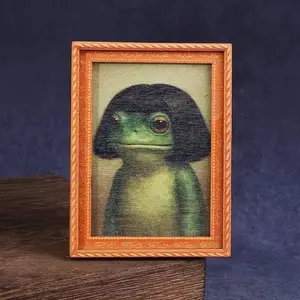 1 Count Whimsical Frog Fridge Magnet, A Funny Frog With A Middle-part Hairstyle Fridge Magnet, Mini Photo Frame Design, Modern Kitchen Decor, Funny Home Decoration Item, Refrigerator Decorating Magnet, Decorative Fridge Magnets,Great Holiday Gift