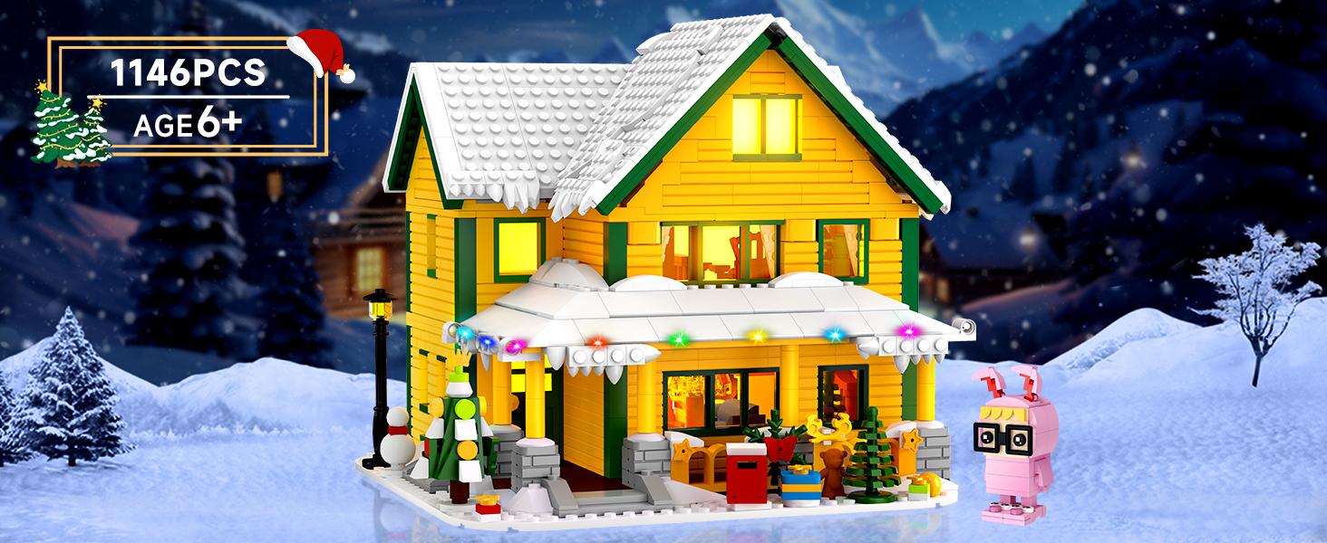 【Black Friday】TENHORSES Christmas Story House Building Blocks Set with LED Light-Able Building Toys for Boys Girls Adults Perfect Gift for Christmas Home Decoration Ideal for Home Decoration creative blocks holiday building blocks