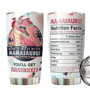 Best Mom Gifts on Birthday, Mother's Day, Funny Don't Mess with Mamasaurus You'll Get Jurasskicked Mug, 20oz 30oz Tumbler, Gifts for Mom, Wife, New Mom, Women, from Daughter