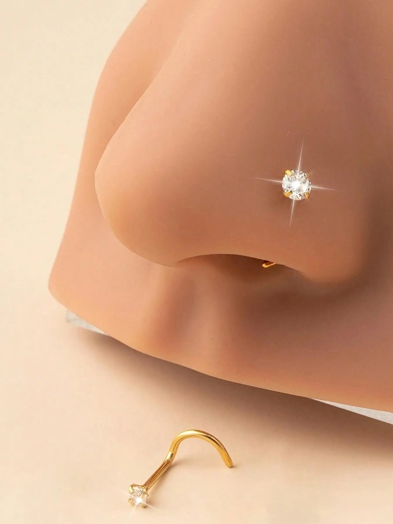 Couple Nose Rings, Stainless Steel Material, 5-Word Design, Secure Fit, Durable, Casual Style, All Seasons Piercing, Body Jewelry