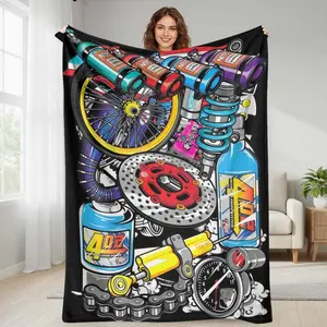 Racing & Motorcycle Parts Fleece Blanket - NOS Nitrous Theme Throw - Super Soft Plush Gift for Bikers & Car Enthusiasts