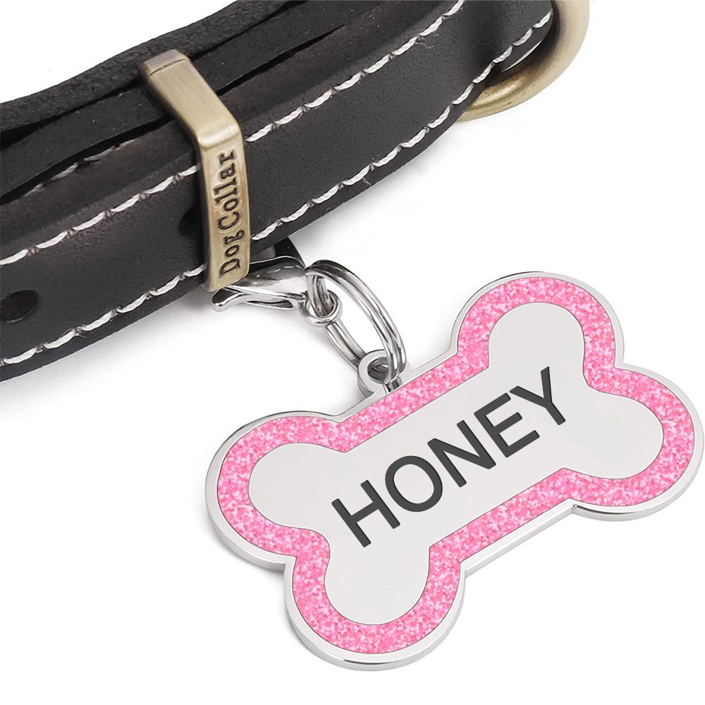 LIVEKEY Personalized Glitter Pink Circle-Bone Dog Tags Engraved with Dog Name Tags Sliding Cat ID Tags Customizable with Pet Name and Contact Information LIVEKEY Personalized Glitter Pink Circle-Bone Dog Tags Engraved with Dog Name Tags Sliding Cat ID Tags Customizable with Pet Name and Contact Information