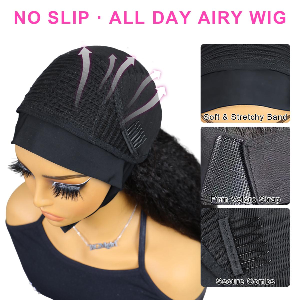 [New In] BGMgirl Headband Kinky Straight Half Wig with Spiral Curly Ends  200% Density Wig 100% Human Hair No-Glue Easy Install Beginner Friendly Protective Style Ready to Wear for Fall Winter