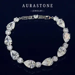【#40 BS】Luxury Pear-shaped Cut Bracelet Lab-created Gemstone Teardrop Design Versatile Birthday Gift For Women