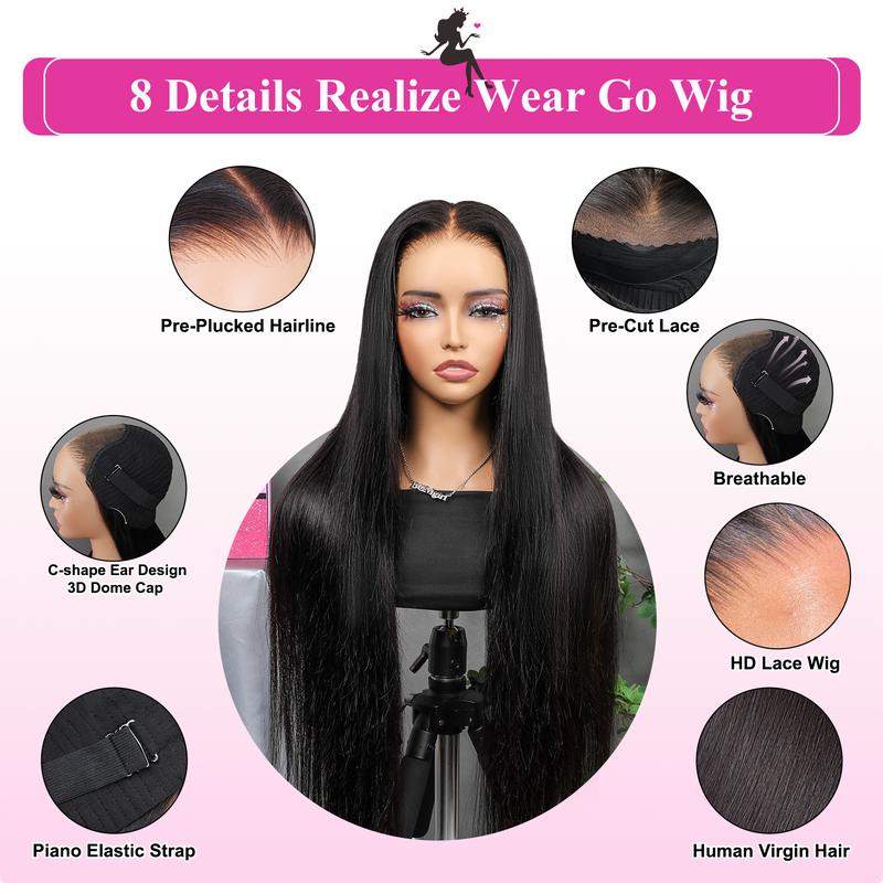 [Clearance Sale] BGMgirl Hair Straight Pre Plucked Pre Cut 6*4  HD Lace Wear Go Human Hair 180% Density Glueless Closure Wig Closure Wig TikTokShopBlackFriday