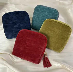 Velvet Jewelry Travel Bag, Portable Zippered Jewelry Pouch Organizer for Rings, Earrings, Bracelets Large Plaid Design Makeup foldable shoe box dust free desk organizing bins maximize space decor gift family use outdoor storage