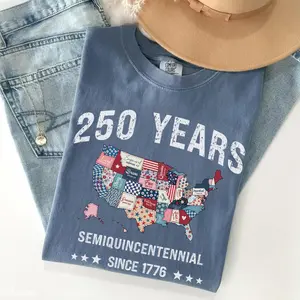 Comfort Colors Retro Usa 250 Map Shirt, 4th of July Shirt, Celebrate 250th Anniversary Bible Verse Shirt Usa Flag Religious Tshirt