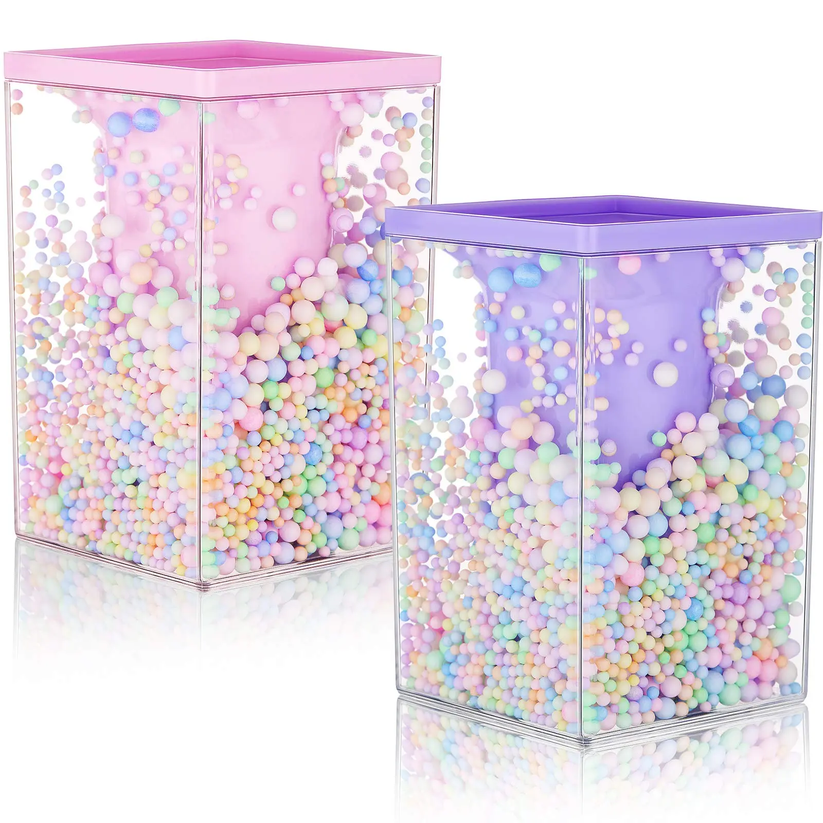 Compact Sphere Bubble Pen Holder 2-Piece Set (2.8x4.3 in) - Desk Storage Organizer with Floating Balls for School Stationery, Makeup Brushes, Toothbrushes, Great Gift for Coworkers, Office Use