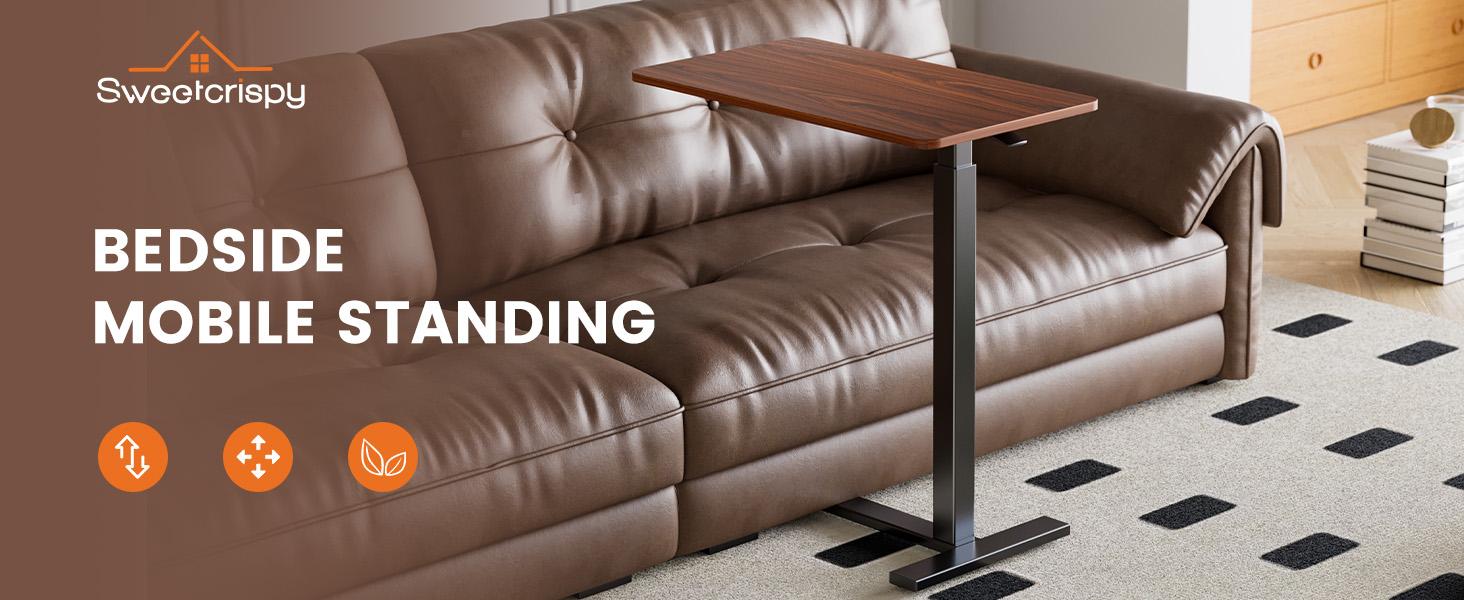 【Deal】Sweet Furniture Adjustable Overbed Table with Wheels for Hospital and Home Use - Rolling Laptop Desk and Mobile Standing Desk