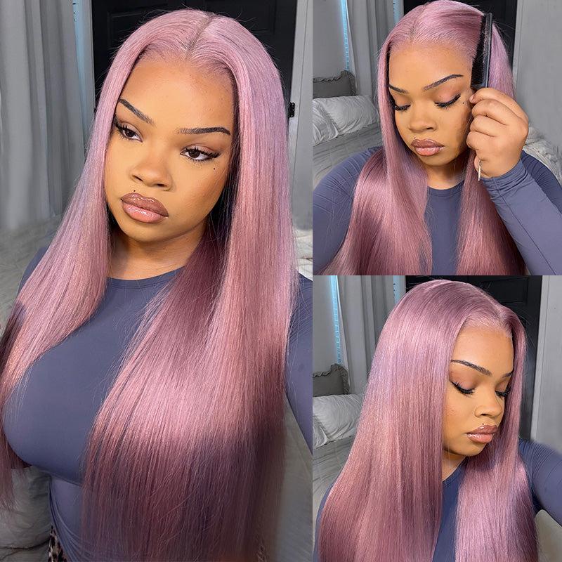 Megalook Hair 13x6 Three-Go Lavender Purple Glueless Wigs Silky Straight With Drawstring 100% Human Hair Wig Lace Front Wig Elegant Ombre Design 320℉ Heat Resistant
