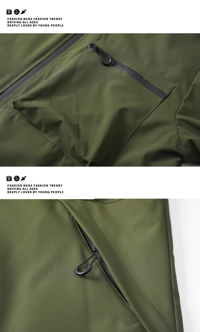 Men's casual hooded jacket with multiple pockets, tactical waterproof, windproof, and abrasion-resistant surface design, suitable for outdoor exploration, mountain climbing, and everyday casual wear, suitable for wearing throughout all four seasons Coats