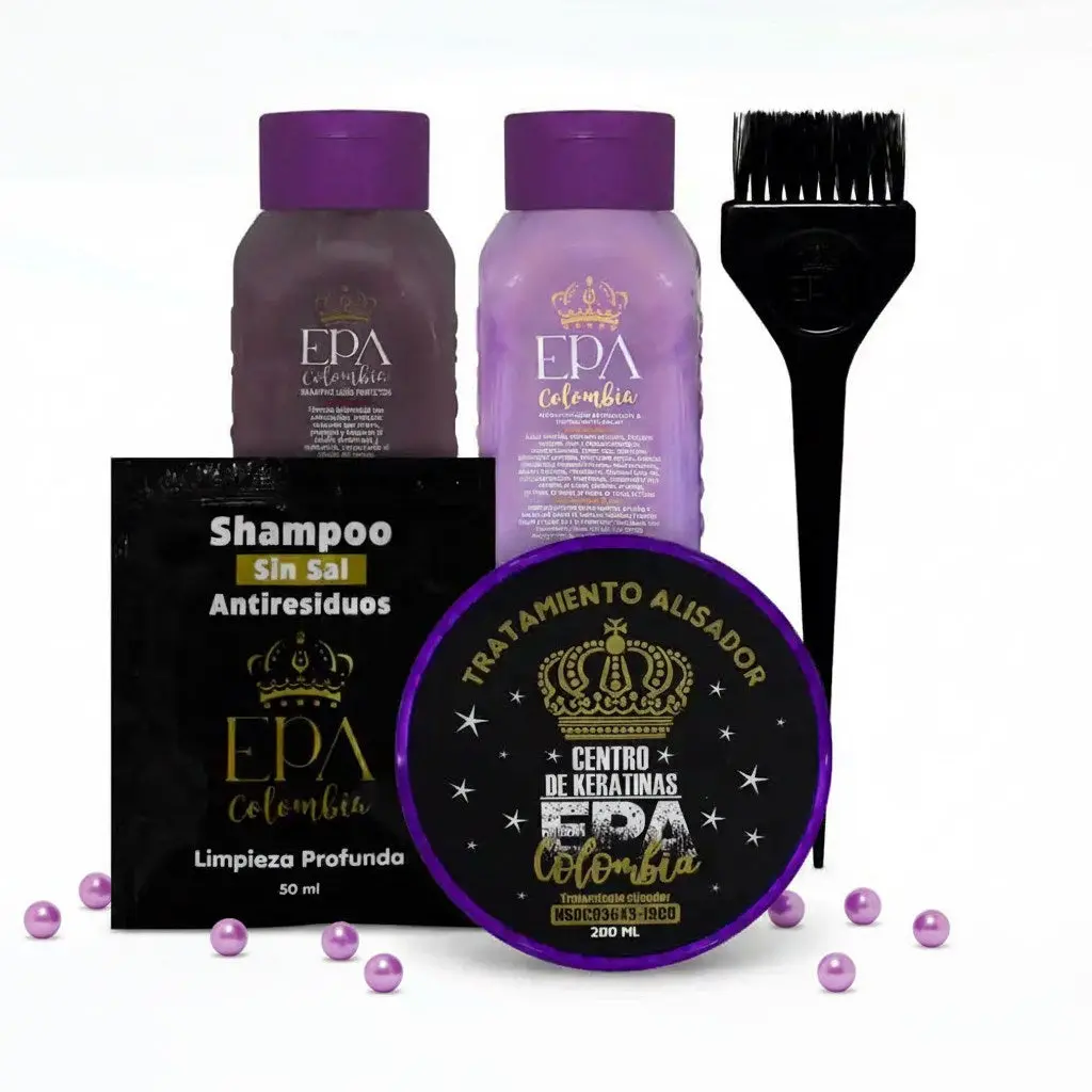 Epa colombia Combo fusion cirugia capilar / 1 sachet Anti-Residuos + 1 shampoo x 300ml + 1 acondicionador x 300ml + 1 porcion x 200 ml de Tratamiento alisador (Cirugia) + 1 brocha de aplicacion.