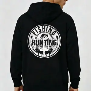 Fishing Solves Most Of My Problems Hunting Solves the Rest T-Shirt – Funny Outdoorsman Hunting & Fishing Tee for Men – Fisherman Hunter Graphic Sweatshirt – Rustic Outdoor Humor Hoodie Printed Unisex Casual Hoodie