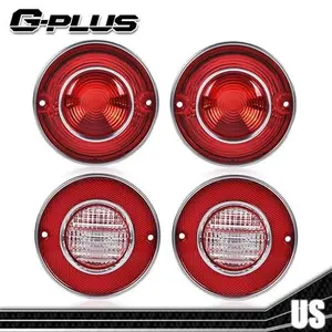 Fit For 1975-1979 Corvette 4Pcs Tail Light and Backup Back up Lights Lamps Red G-PLUS