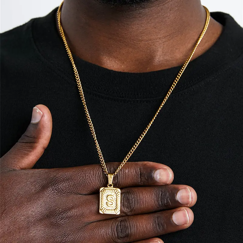 Punk Style Initial Necklace with A-Z Letter Pendant - Men's & Women's Men's Accessories, 3mm or 5mm Chain, Personalized Daily Wear Jewelry, Couples Gift