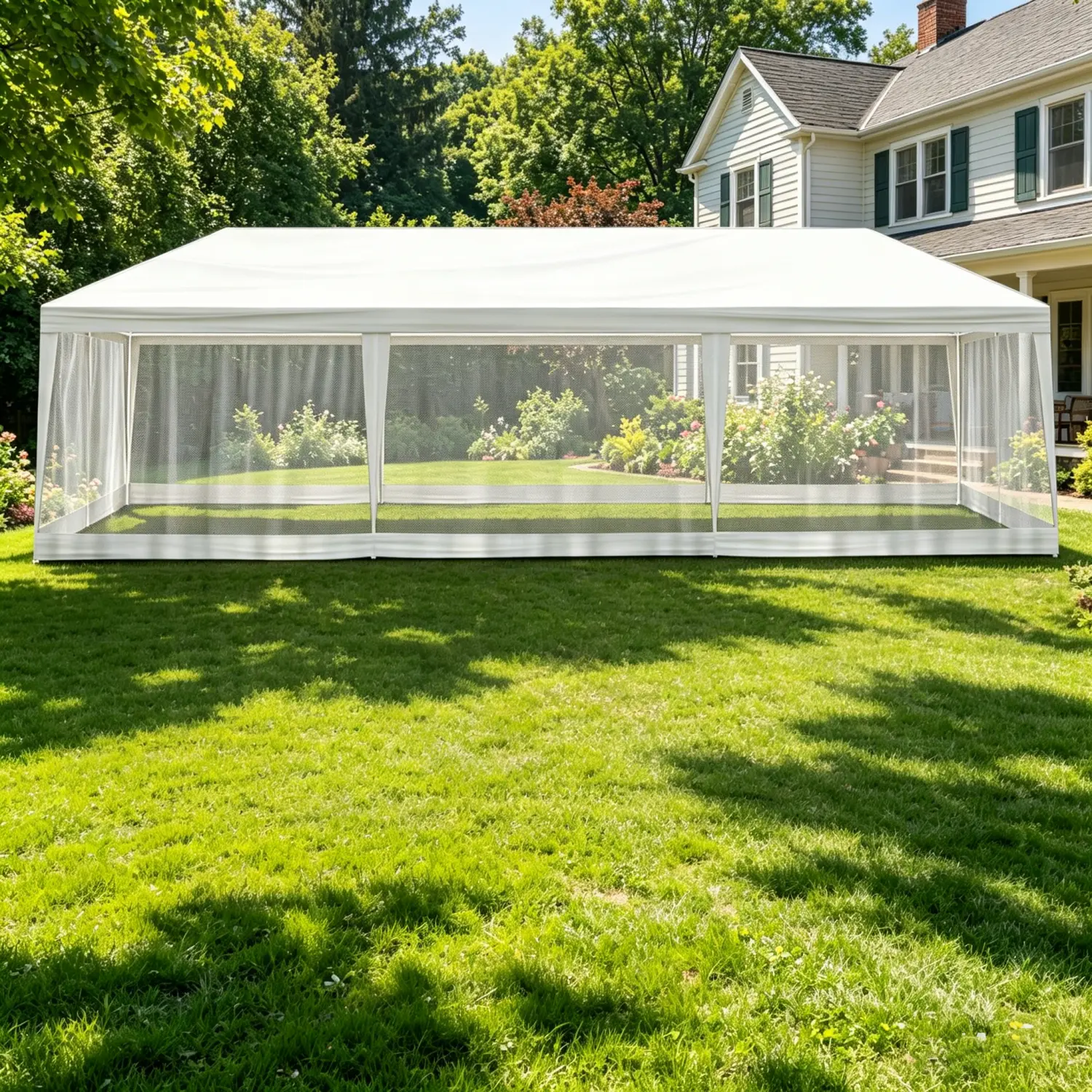 10' x 20'/30' Canopy Tent w/Mesh Sidewalls, Outdoor Sun Shade Party Tent Commercial Gazebo Pergola Canopies for Patio Backyard Garden Events, Deals for You Days
