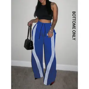 Women's Colorblock Striped Print Drawstring Waist Sweatpants, Casual Loose-Fitting Pocket Pants for All Seasons, Ladies Bottoms for Daily Wear, Casual Lounge Pants