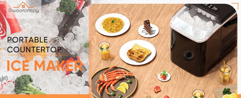 HomeSquad Portable Self-Cleaning Countertop Ice Maker - Makes 9 Ice Cubes in 6 Minutes, Produces 26.5lbs of Ice in 24 Hours, Includes 2 Sizes of Bullet Ice, Ice Scoop, Basket & Handle - Perfect for Home, Kitchen, and Parties! HomeSquad Portable Self-Cleaning Countertop Ice Maker - Makes 9 Ice Cubes in 6 Minutes, Produces 26.5lbs of Ice in 24 Hours, Includes 2 Sizes of Bullet Ice, Ice Scoop, Basket & Handle - Perfect for Home, Kitchen, and Parties!