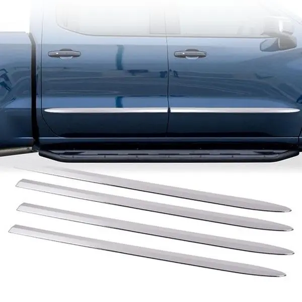 New High Quality Chrome Body Side Molding Trim Pieces, 4-Piece Quick Install Set, Fit for 19-22 Chevy Silverado 1500 Crew Cab