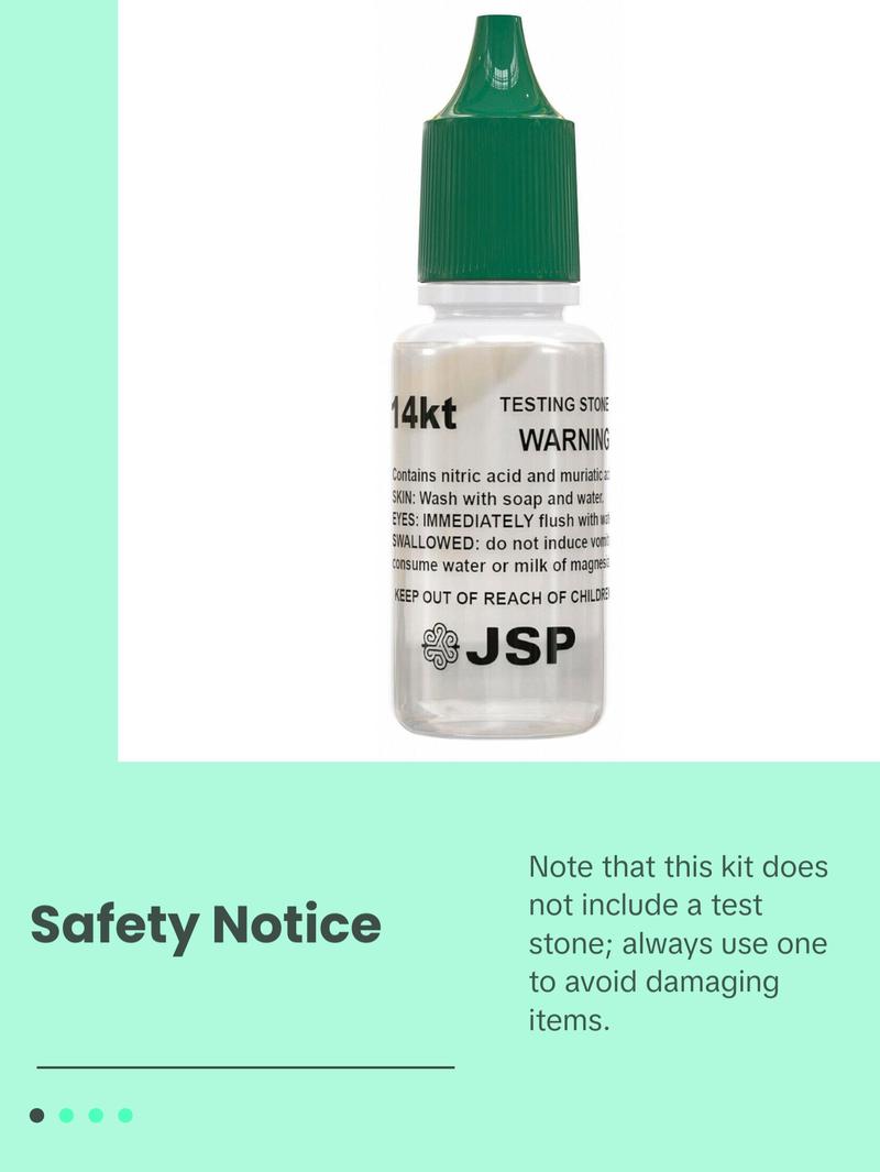 JSP 14K Gold Testing Kit - 0.5 oz Acid Solution for Karat Value & Purity Testing - Ideal for Travel & Gold Enthusiasts - Engagement Ring