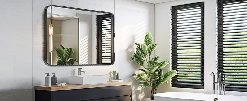 Bathroom Mirror Vanity Mirror for Wall, Aluminum Alloy FramedFarmhouse, Rounded Rectangle ，Anti-Rust,Tempered Glass,Hangs Horizontally or Vertically