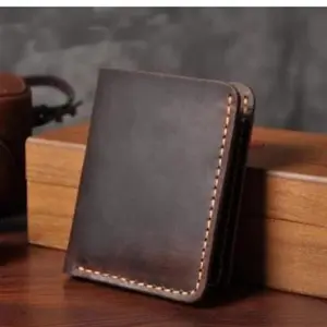 Brown leather wallet with multiple card slots