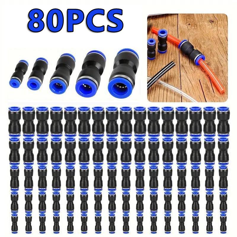 80Pcs Straight Push Connectors Quick Connect Air Hose Fittings 4 6 8 10 12 mm Tube Pneumatic Quick Release Couplers for Air Tools Car Repair Workshop